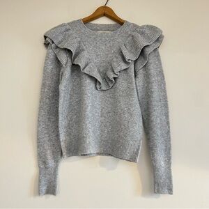 Gray sweater with ruffles, LOFT, size S